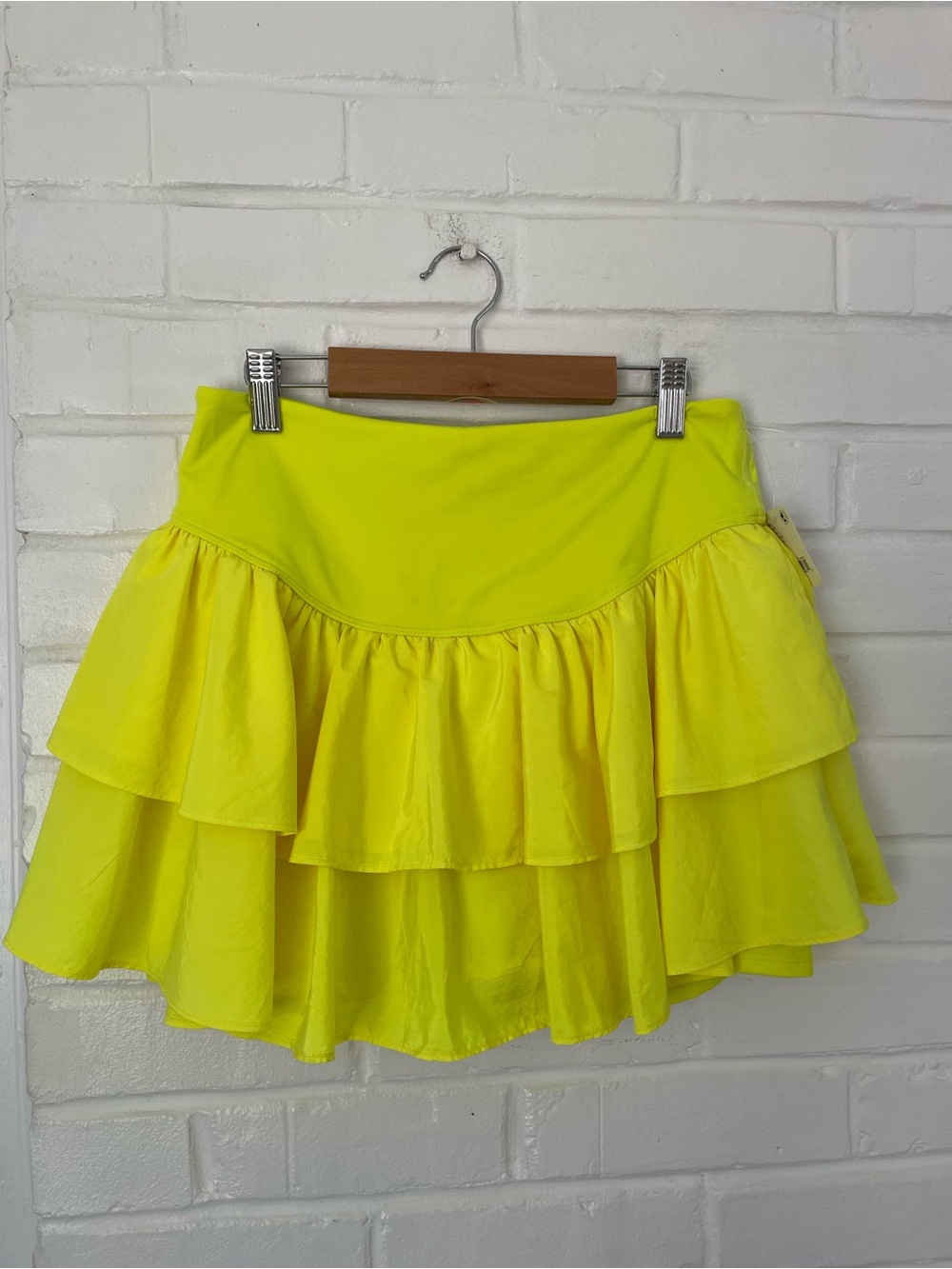 FP Movement by Free People Neon Yellow Tiered Circle Skater Skirt